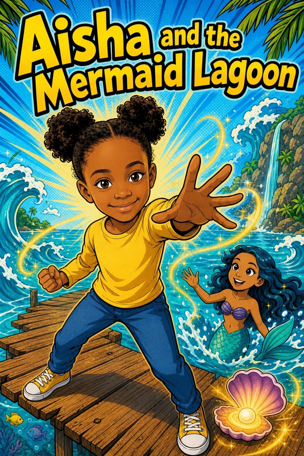 Sample comic cover: “Aisha and the Mermaid Lagoon”