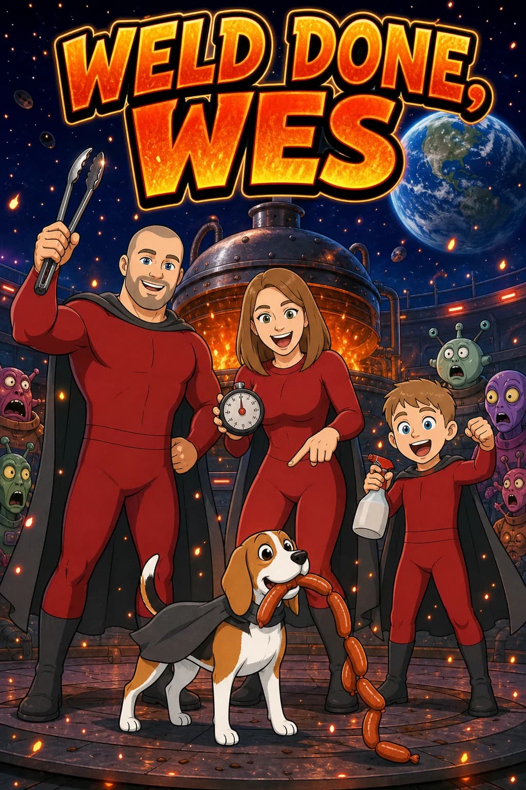A third cover drawn for the same sample story, with Wes and his family.