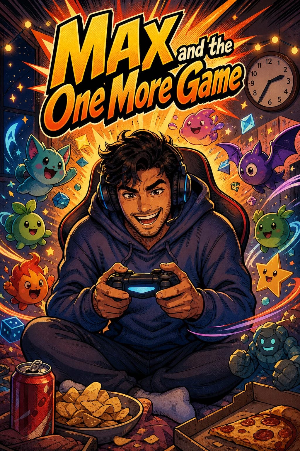 Sample comic cover: “Max and the One More Game”