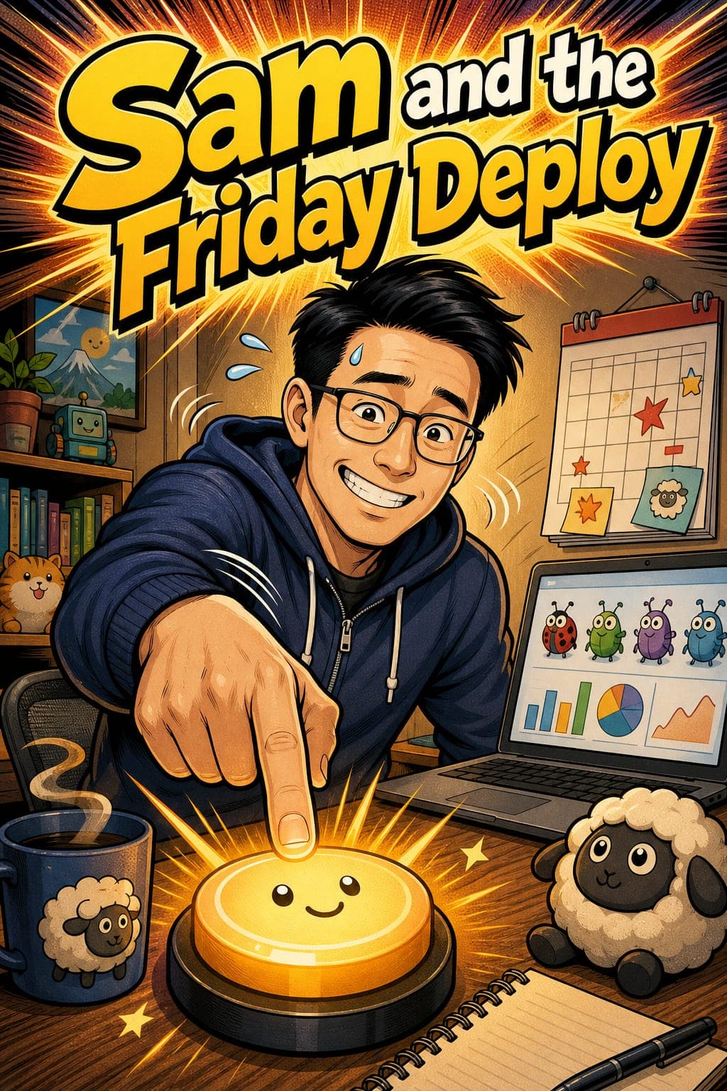 Sample comic cover: “Sam and the Friday Deploy”